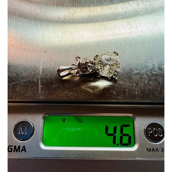 Brand New Sterling Silver Adorable Cat Kitten Pendant Charm Clear Crystal Ball - Picture 9 of 10